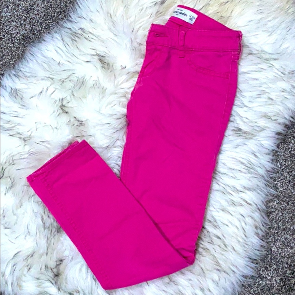 Girls Abercrombie pink skinny jeans
